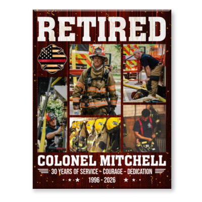Personalized Retired Firefighter Canvas, Custom Firefighter Photo Collage, Firefighter Retirement Gift, Retired Firefighter Wall Art, First Responder Gift