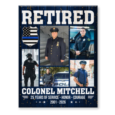 Personalized Retired Police Officer Canvas, Custom Police Photo Collage, Retired Police Officer Wall Art, Law Enforcement Retirement Gift