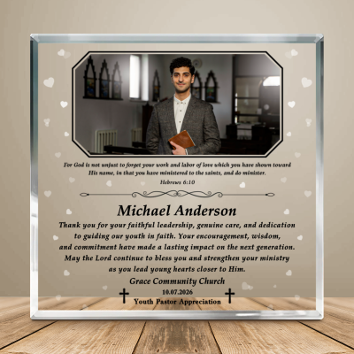 Personalized Youth Pastor Appreciation Plaque, Custom Youth Pastor Acrylic, Youth Ministry Leader Gift, Church Appreciation Gift