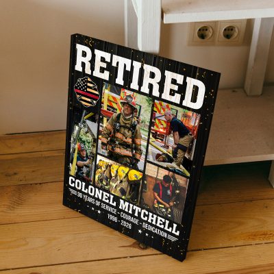 Personalized Retired Firefighter Canvas, Custom Firefighter Photo Collage, Firefighter Retirement Gift, Retired Firefighter Wall Art, First Responder Gift