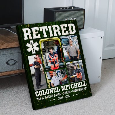 Personalized Retired Paramedic Canvas, Custom Paramedic Photo Collage, Paramedic Retirement Gift, Retired EMS Wall Art, EMS Retirement Gift