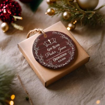 Personalized Pastor Ordination Ornament, Custom Pastor Name Christmas Ornament, God Bless Pastor Gift, Ordination Gift For Pastor, Pastor Christmas Gift