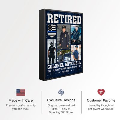 Personalized Retired Police Officer Canvas, Custom Police Photo Collage, Retired Police Officer Wall Art, Law Enforcement Retirement Gift