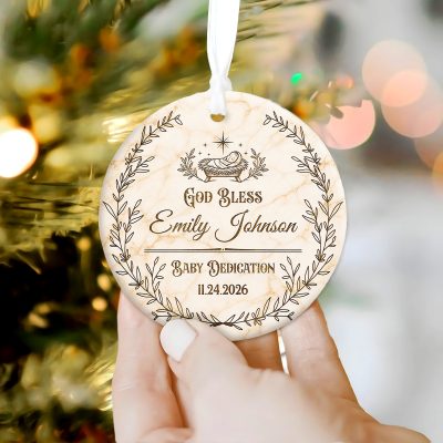 Personalized Baby Dedication Ornament, Custom Baby Name Ornament, Baby Dedication Gift, Christian Baby Christmas Gift