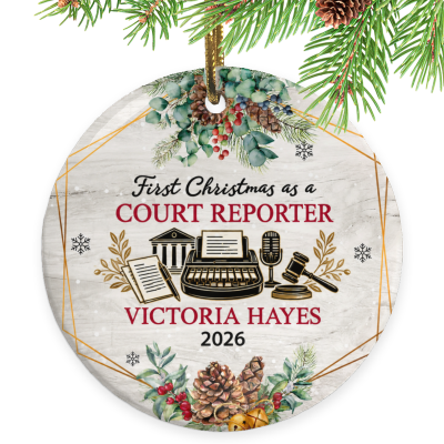 First Christmas as a Court Reporter Ornament, Court Reporter Gift, Custom Court Reporter Ornament, Personalized Court Reporter Christmas Keepsake, Legal Gift
