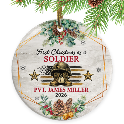 First Christmas as a Soldier Ornament, Soldier Gift, Custom Soldier Ornament, Personalized Soldier Christmas Keepsake, Military Gift