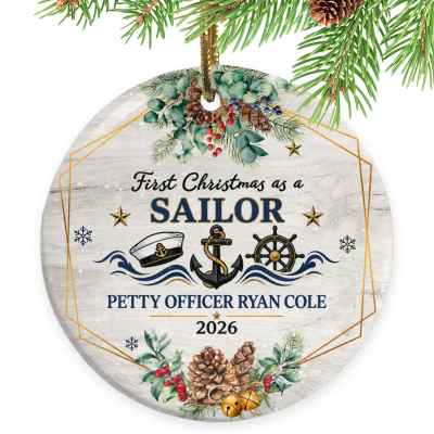 First Christmas as a Sailor Ornament, Sailor Gift, Custom Sailor Ornament, Personalized Sailor Christmas Keepsake, Navy Gift