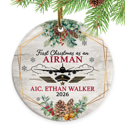 First Christmas as an Airman Ornament, Airman Gift, Custom Airman Ornament, Personalized Airman Christmas Keepsake, Air Force Gift