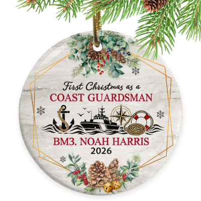 First Christmas as a Coast Guardsman Ornament, Coast Guardsman Gift, Custom Coast Guard Ornament, Personalized Coast Guardsman Christmas Keepsake, Coast Guard Gift