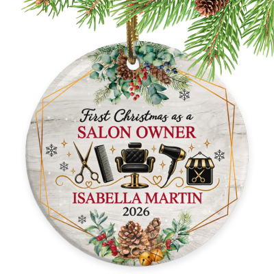 First Christmas as a Salon Owner Ornament, Salon Owner Gift, Custom Salon Owner Ornament, Personalized Salon Christmas Keepsake, Beauty Business Gift