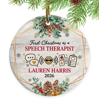 First Christmas as a Speech Therapist Ornament, Speech Therapist Gift, Custom Speech Therapy Ornament, Personalized SLP Christmas Keepsake, Therapist Gift