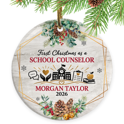 First Christmas as a School Counselor Ornament, School Counselor Gift, Custom School Counselor Ornament, Personalized Counselor Christmas Keepsake, Education Gift