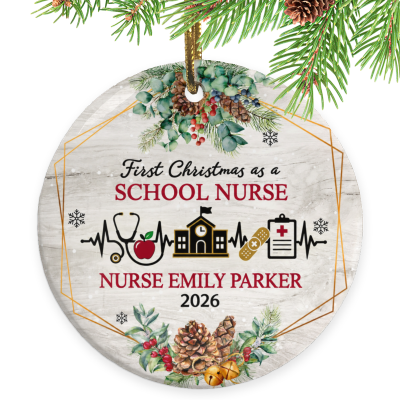 First Christmas as a School Nurse Ornament, School Nurse Gift, Custom School Nurse Ornament, Personalized School Nurse Christmas Keepsake, Nurse Gift