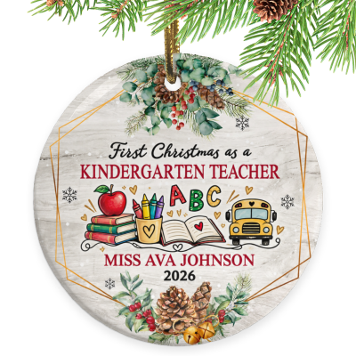 First Christmas as a Kindergarten Teacher Ornament, Kindergarten Teacher Gift, Custom Kindergarten Teacher Ornament, Personalized Kindergarten Christmas Keepsake, Teacher Gift