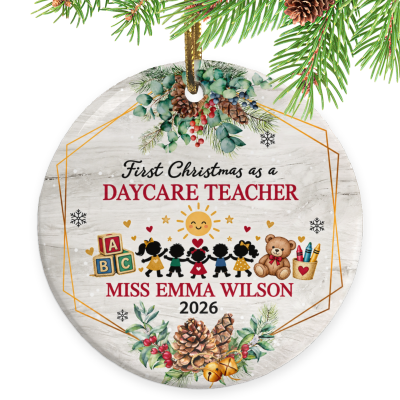 First Christmas as a Daycare Teacher Ornament, Daycare Teacher Gift, Custom Daycare Teacher Ornament, Personalized Daycare Christmas Keepsake, Childcare Gift