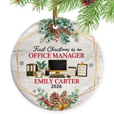First Christmas as an Office Manager Ornament, Office Manager Gift, Custom Office Manager Ornament, Personalized Office Christmas Keepsake, Admin Gift