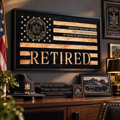 Customized State Police Retirement Gift, Personalized State Police Trooper Gift, Retired Police Officer Sign, Law Enforcement Retirement Decor, Retired Police Officer Sign