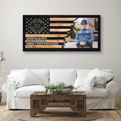 Custom State Police Photo Canvas, State Trooper Photo Canvas Wall Art, Custom Police Officer Gift, Law Enforcement Retirement Decor