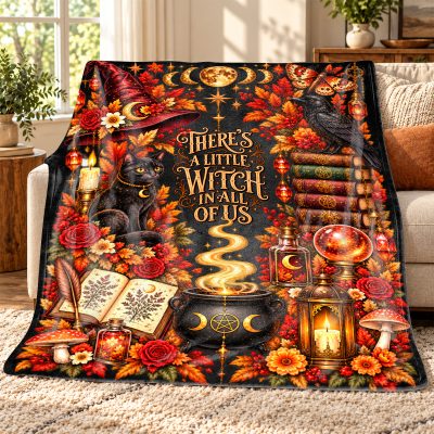 Witchy Halloween Blanket, Gothic Witch Blanket, Cozy Halloween Decor, Spooky Home Decor, Witch Lover Gift, Gothic Autumn Blanket