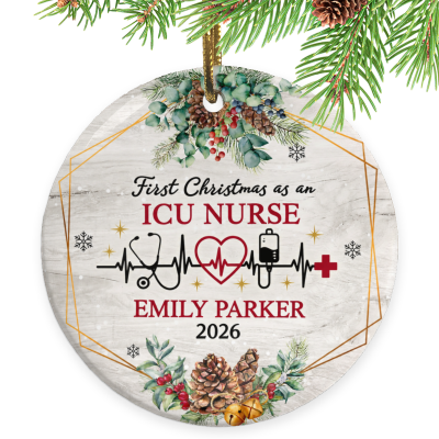 First Christmas as an ICU Nurse Ornament, ICU Nurse Gift, Custom ICU Nurse Ornament, Personalized ICU Christmas Keepsake, Nurse Gift