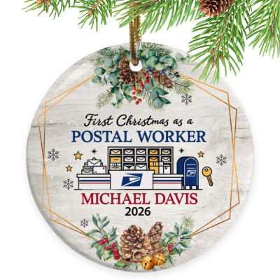 First Christmas as a Postal Worker Ornament, Postal Worker Gift, Custom Postal Worker Ornament, Personalized Postal Christmas Keepsake, Mail Carrier Gift