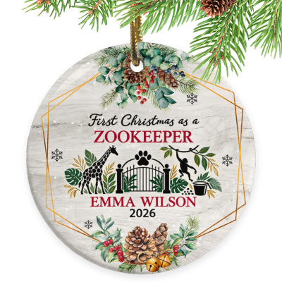 First Christmas as a Zookeeper Ornament, Zookeeper Gift, Custom Zookeeper Ornament, Personalized Zookeeper Christmas Keepsake, Animal Lover Gift
