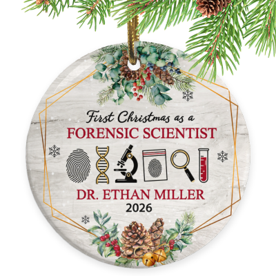 First Christmas as a Forensic Scientist Ornament, Forensic Scientist Gift, Custom Forensic Ornament, Personalized Forensic Scientist Christmas Keepsake, Science Gift