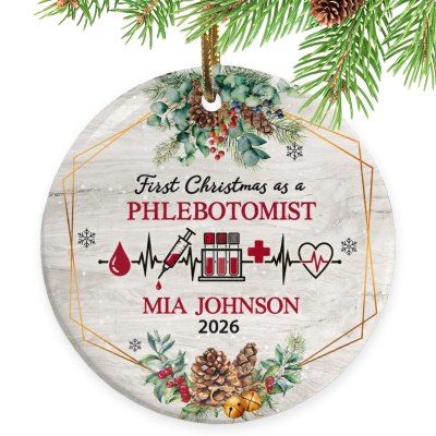 First Christmas as a Phlebotomist Ornament, Phlebotomist Gift, Custom Phlebotomist Ornament, Personalized Phlebotomy Christmas Keepsake, Healthcare Gift