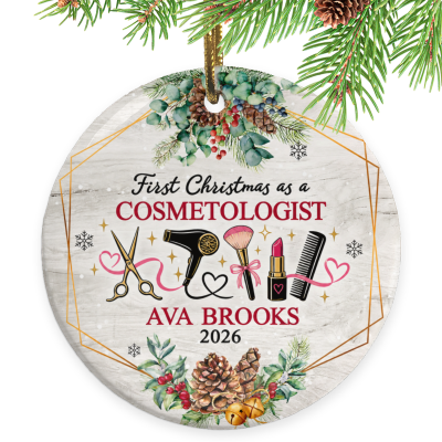 First Christmas as a Cosmetologist Ornament, Cosmetologist Gift, Custom Cosmetology Ornament, Personalized Cosmetologist Christmas Keepsake, Beauty School Graduate Gift