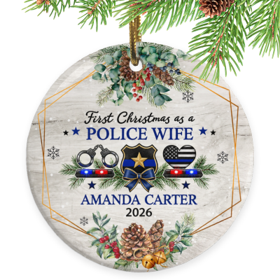 First Christmas as a Police Wife Ornament, Police Wife Gift, Custom Police Wife Ornament, Personalized Police Christmas Keepsake, Law Enforcement Wife Gift