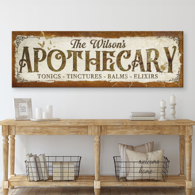 Halloween Apothecary Sign, Personalized Family Name Canvas, Vintage Gothic Halloween Decor, Last Name Wall Art, Fall Home Decor