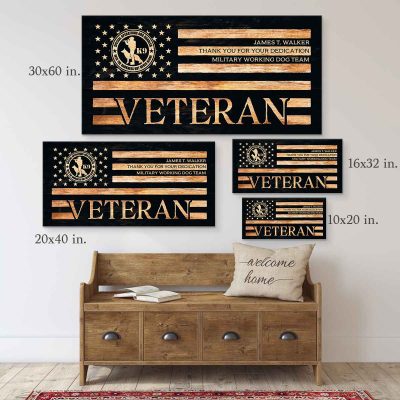 Personalized K9 Veteran Gift Canvas, Military Working Dog Handler Appreciation Gift, Custom American Flag Wall Art, Military Retirement and Appreciation Decor