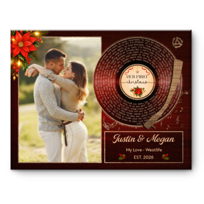 Personalized Couple First Christmas Song Lyrics Gift, Custom Couple Photo Gift, Couple Song Lyrics Gift, First Christmas Together, Romantic Couple Gift