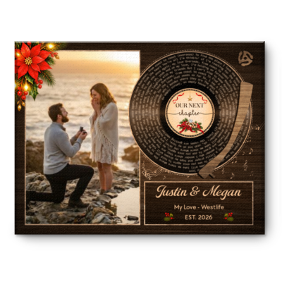 Personalized Proposal Song Lyrics Gift, Custom Couple Photo Canvas, Engagement Keepsake Gift, Romantic Couple Gift