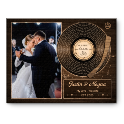 Personalized First Dance Song Lyrics Gift, Custom Wedding Couple Photo Gift, First Dance Keepsake, Wedding Anniversary Gift