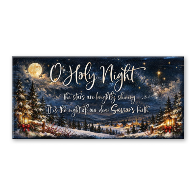 O Holy Night Canvas Wall Art, Christian Christmas Decor, Religious Christmas Wall Art, Nativity Winter Landscape, Holiday Wall Decor