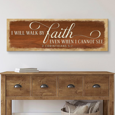 Walk By Faith Canvas, 2 Corinthians 5:7 Christian Wall Art, Bible Verse Decor, Faith Over Fear Sign, Christian Wall Art, Home Decor, Housewarming Gift